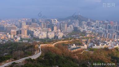 南韩国城市景观空中轮廓线